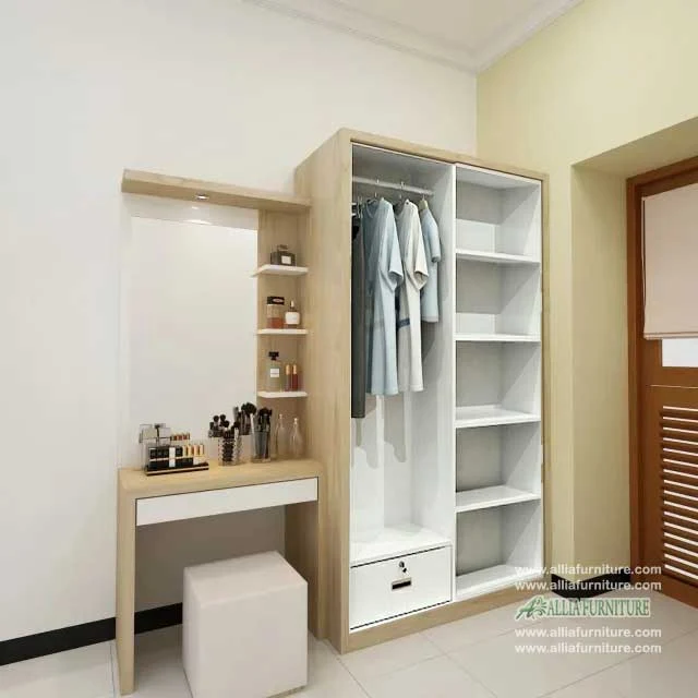 dalam lemari baju plus meja rias minimalis eco