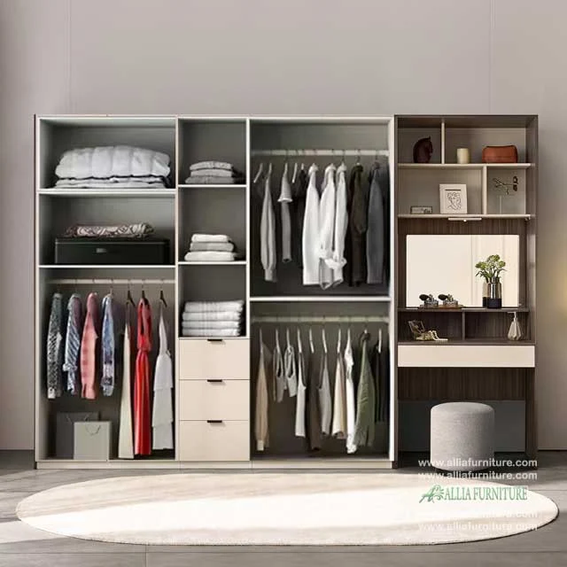 dalam lemari pakaian plus meja rias minimalis side